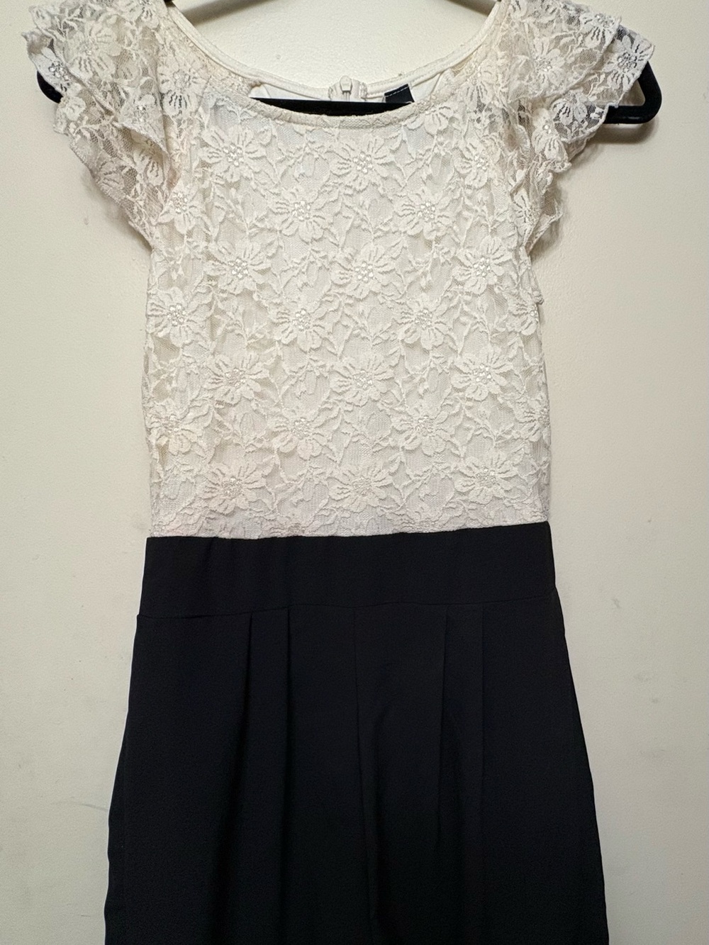 Windsor Two-Tone Lace Top Romper in Cream and Black